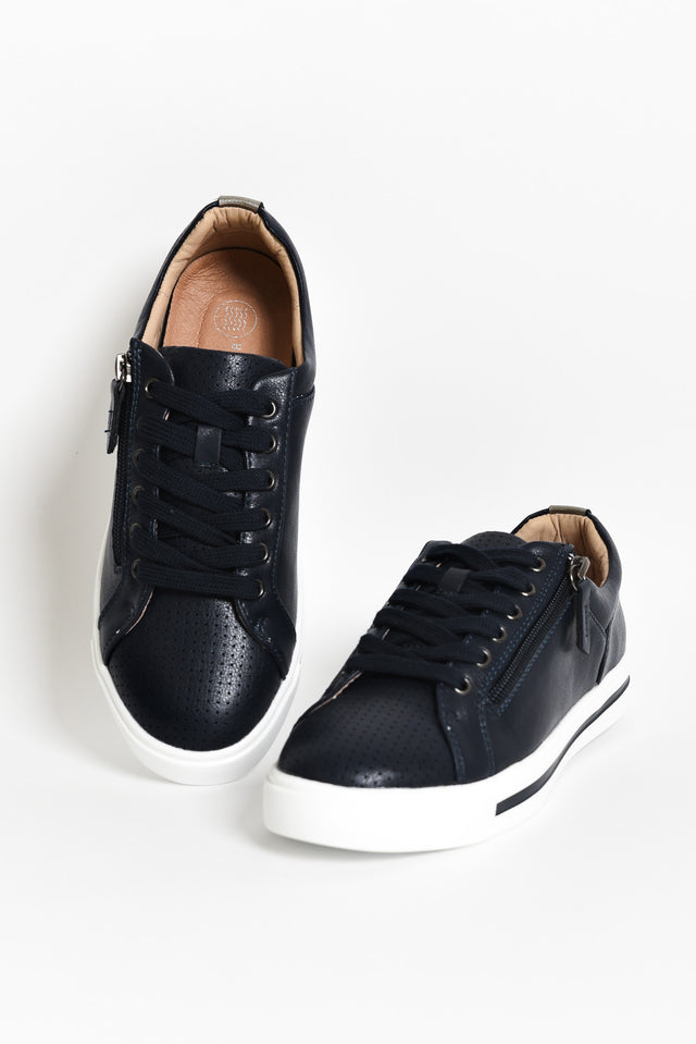 Kiki Navy Leather Zip Sneaker image 3