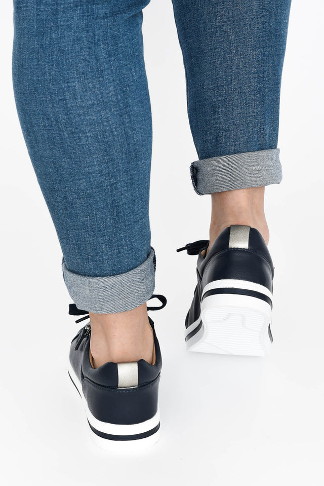 Kiki Navy Leather Zip Sneaker image 9
