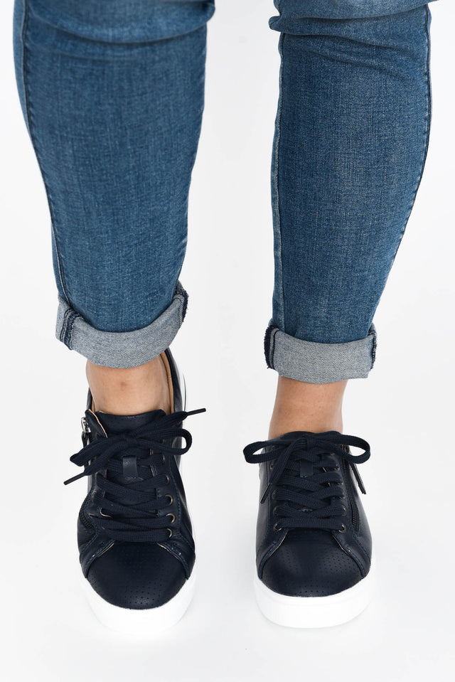 Kiki Navy Leather Zip Sneaker image 5