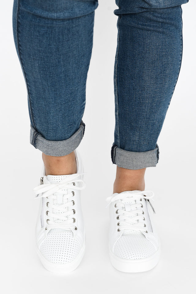 Kiki White Leather Zip Sneaker image 4