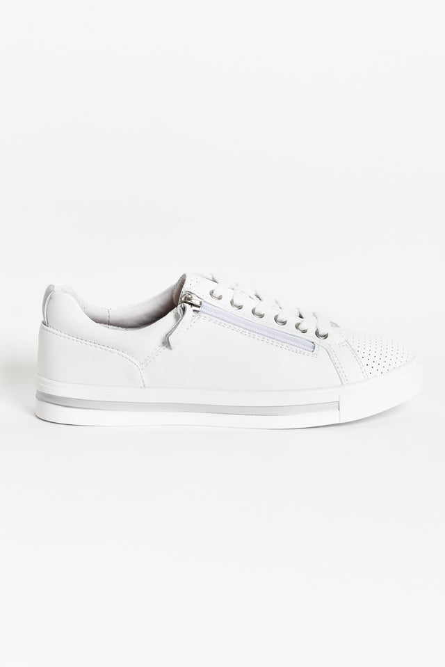 Kiki White Leather Zip Sneaker image 1