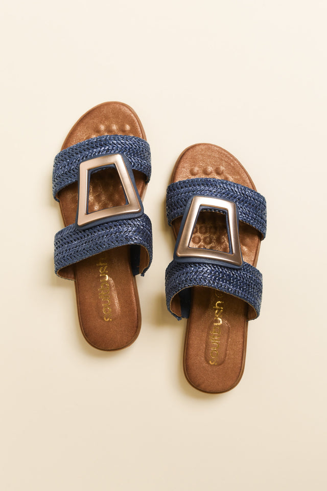 Kimberley Blue Raffia Buckle Slide image 4