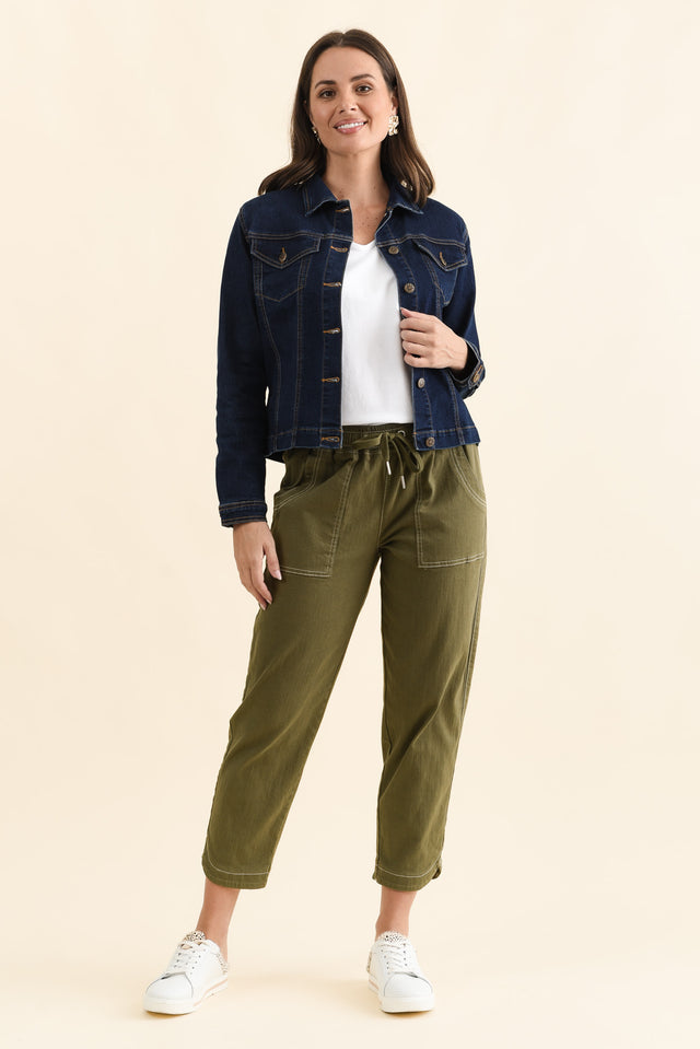 Kimbra Blue Denim Stretch Jacket,Full Body,Brunette model,alt text|model:MJ image 3