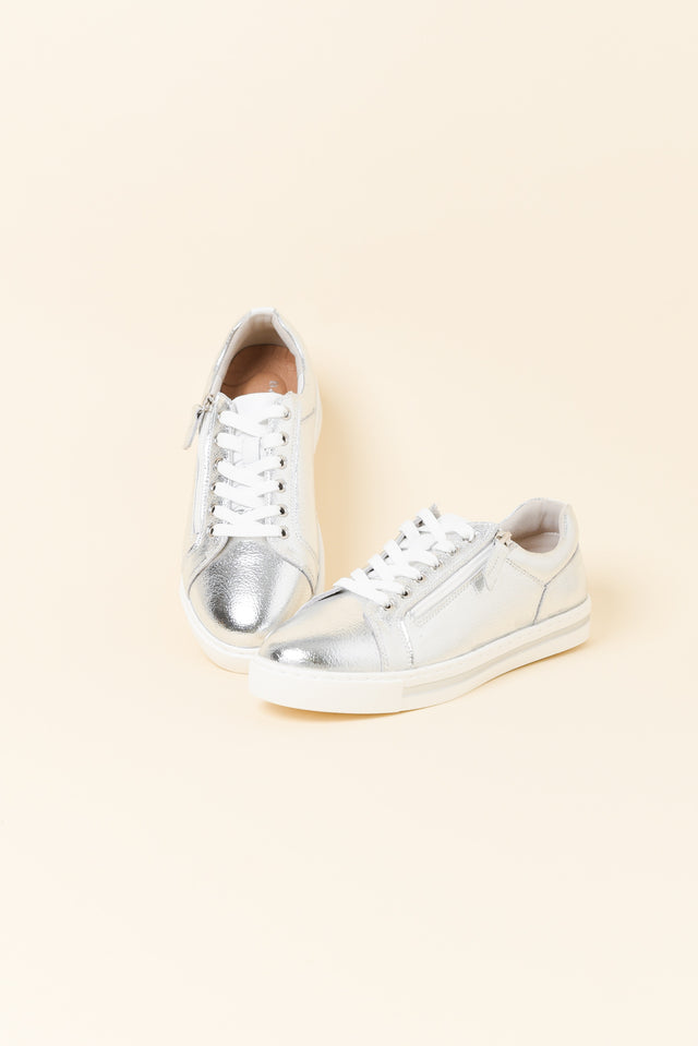 Koko Silver Leather Zip Sneaker image 2