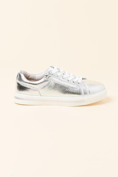 Koko Silver Leather Zip Sneaker