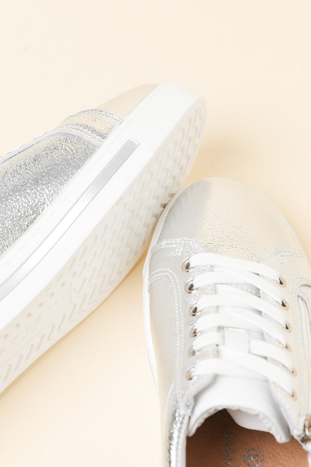 Koko Silver Leather Zip Sneaker image 3