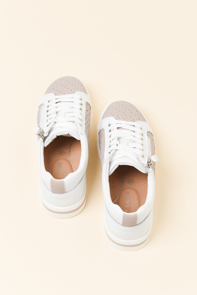 Koko White Contrast Leather Zip Sneaker image 4
