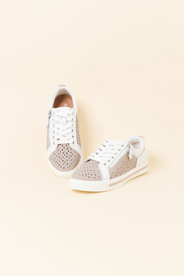 Koko White Contrast Leather Zip Sneaker image 2