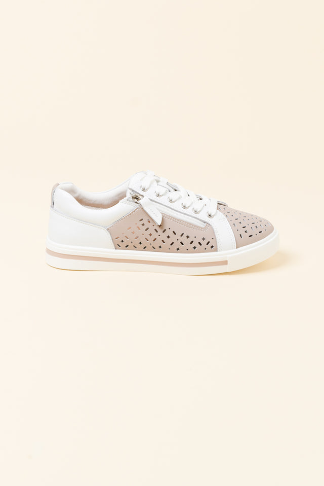 Koko White Contrast Leather Zip Sneaker image 1