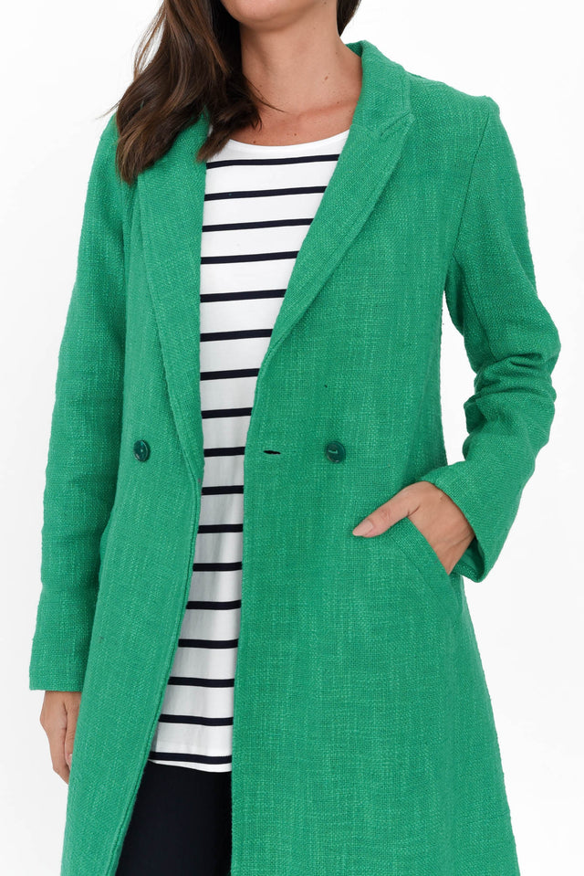 Komal Green Cotton Pocket Coat image 6
