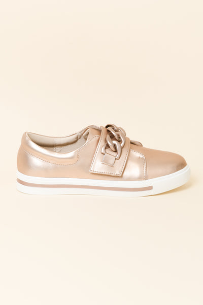 Koolah Rose Gold Leather Chain Sneaker