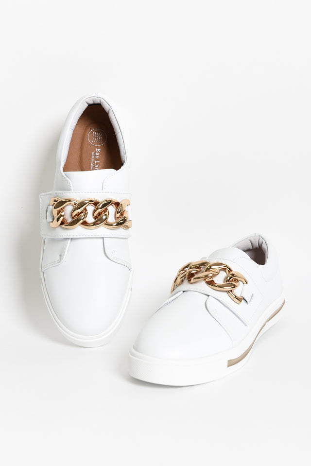Koolah White Leather Chain Sneaker image 2