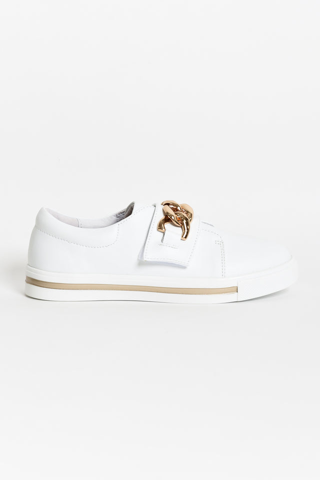 Koolah White Leather Chain Sneaker image 5