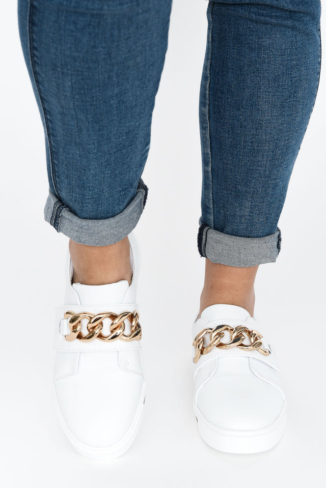 Koolah White Leather Chain Sneaker image 7