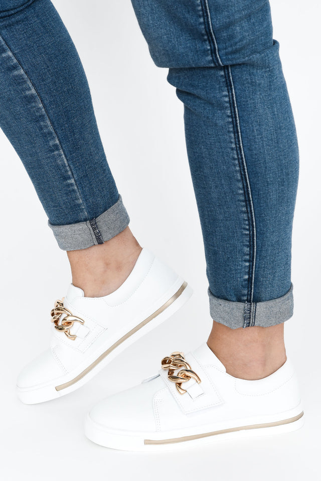 Koolah White Leather Chain Sneaker image 1