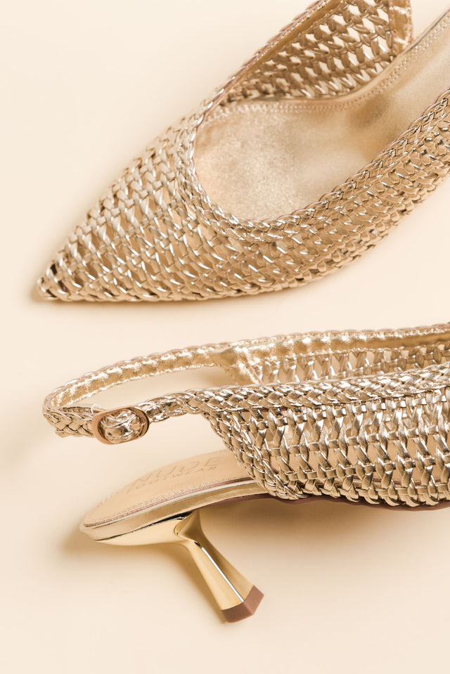 Koscuszkio Gold Leather Woven Heel image 3