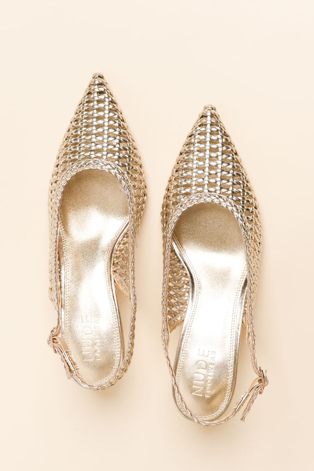 Koscuszkio Gold Leather Woven Heel image 4