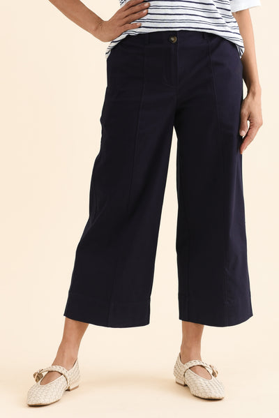 Kristy Navy Cotton Wide Leg Pants