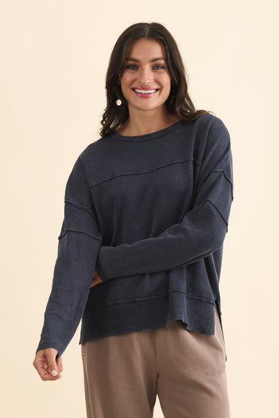 Kymberly Navy Cotton Knit Jumper
