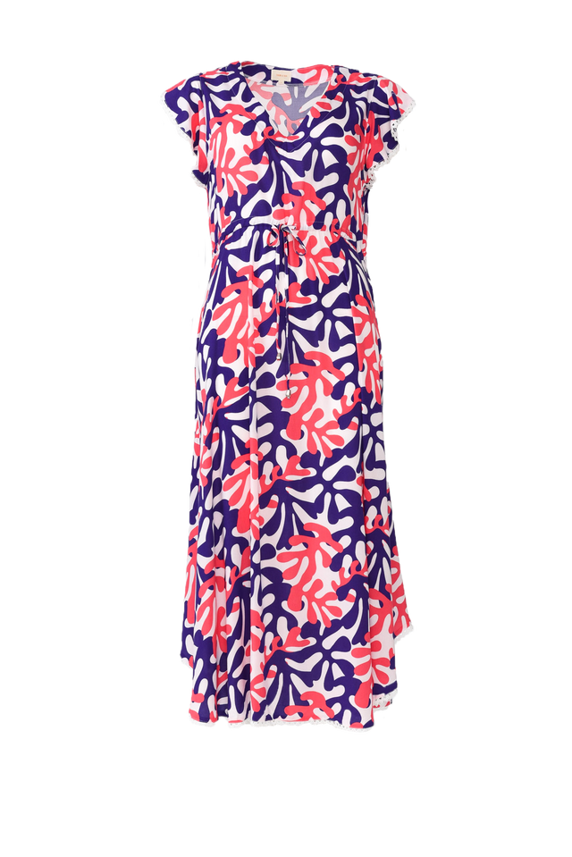 Libby Purple Abstract Midi Dress