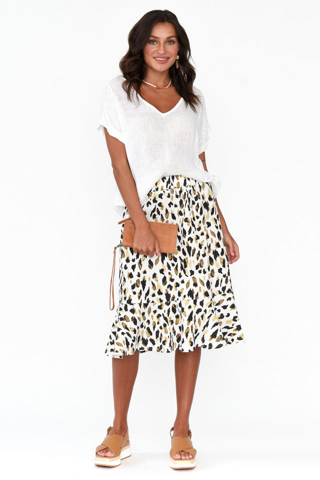 Lacey Animal Linen Frill Hem Skirt image 2