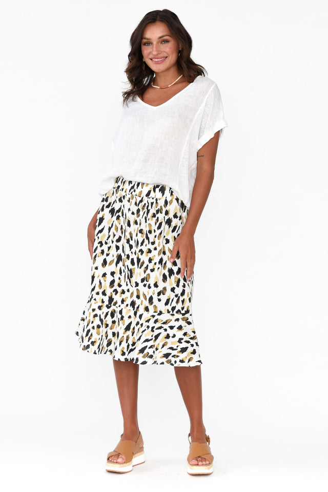 Lacey Animal Linen Frill Hem Skirt