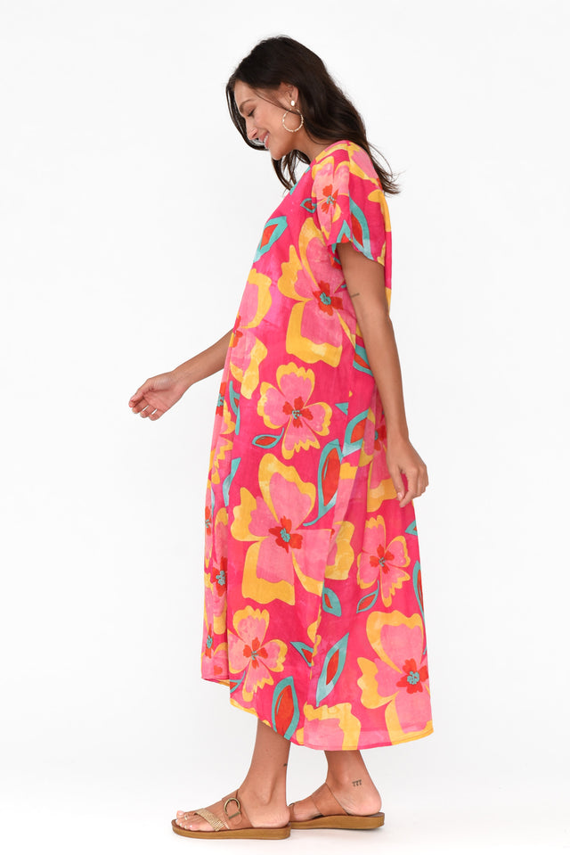 Lakyn Pink Flower Cotton Kaftan