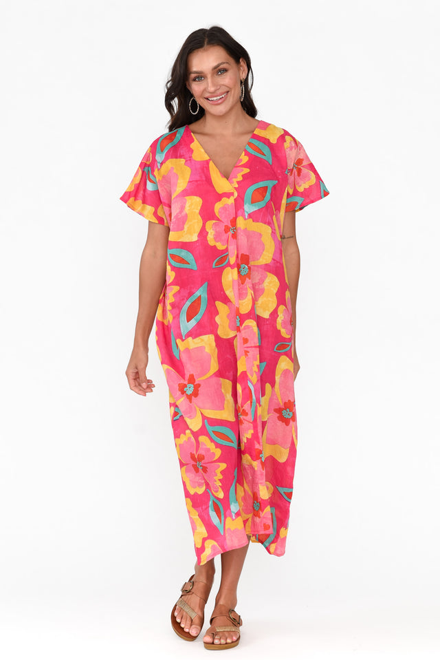 Lakyn Pink Flower Cotton Kaftan