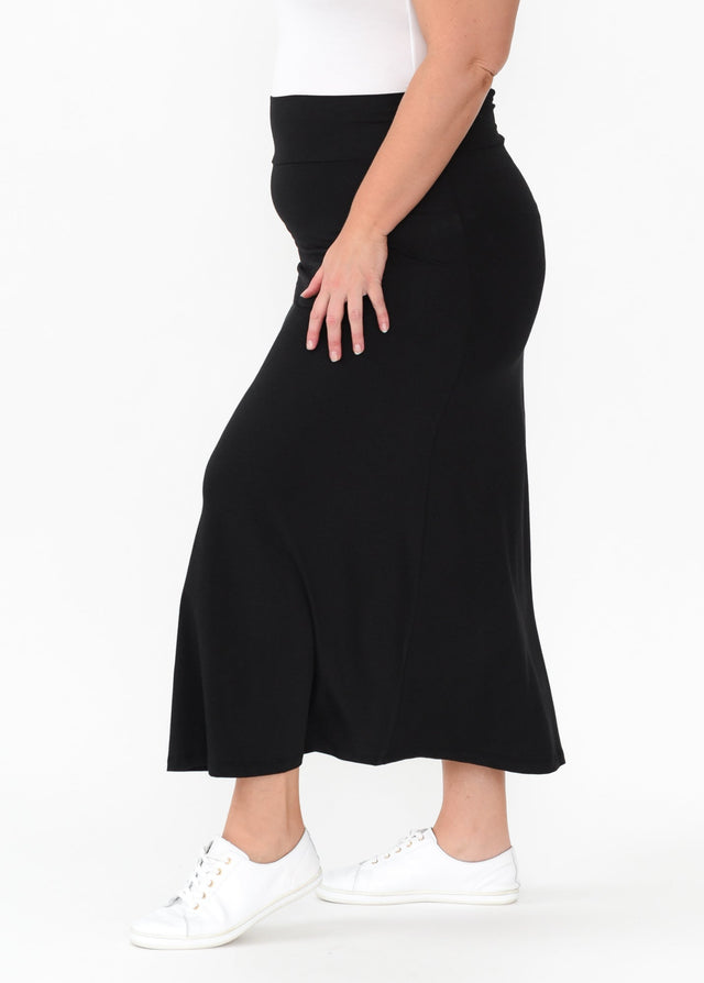 Lana Black Bamboo Cotton Maxi Skirt,Blonde model,alt text|model:Caitlin image 11