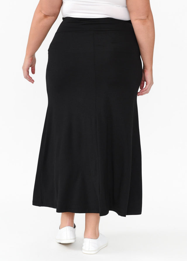 Lana Black Bamboo Cotton Maxi Skirt,Blonde model,alt text|model:Caitlin image 12