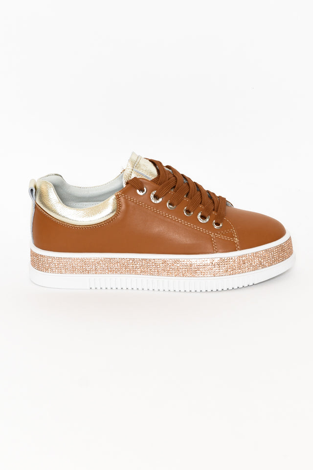 Lange Tan Leather Diamante Sneaker