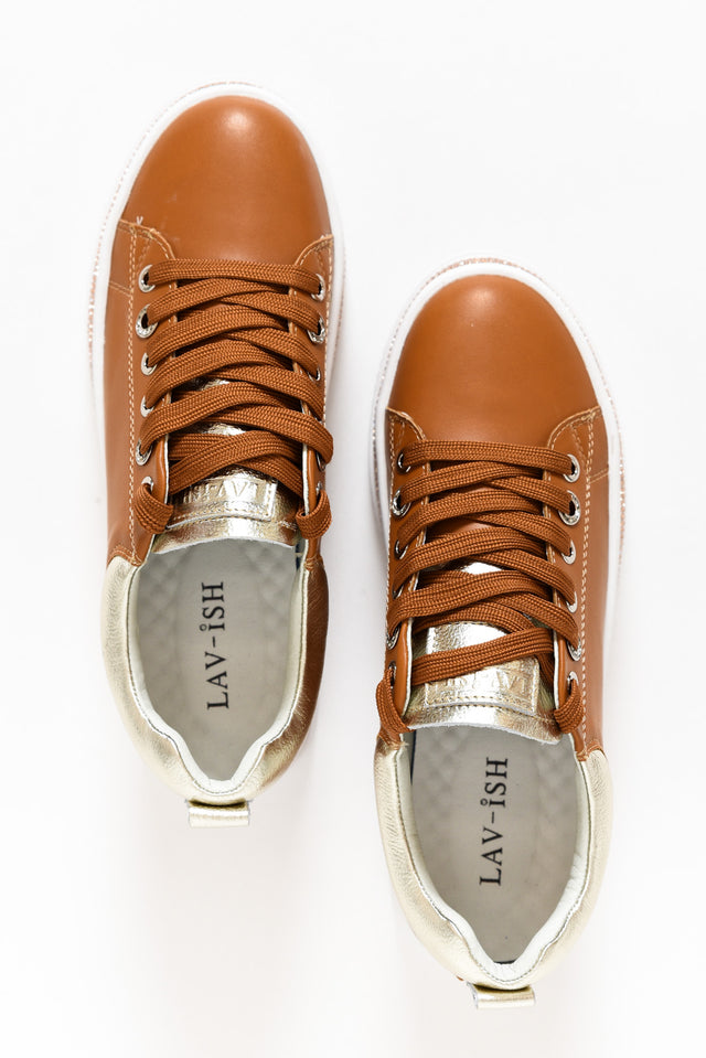 Lange Tan Leather Diamante Sneaker
