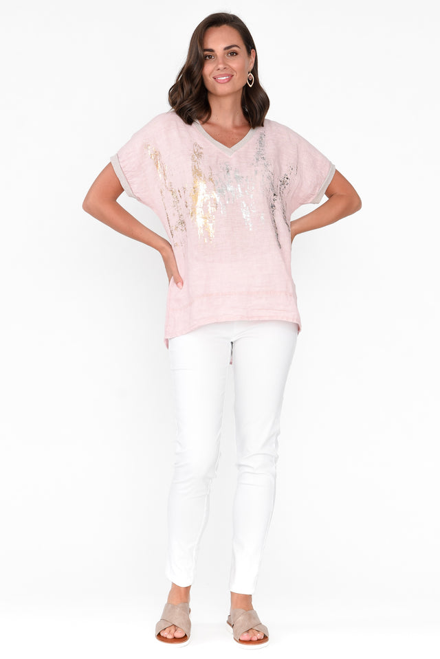 Laramae Blush Foil Linen Tee