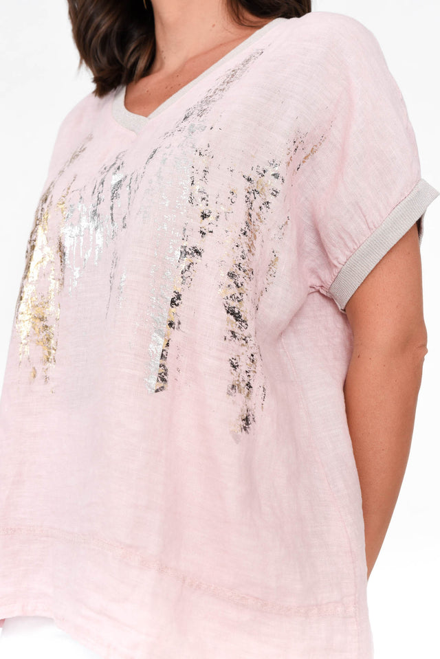 Laramae Blush Foil Linen Tee