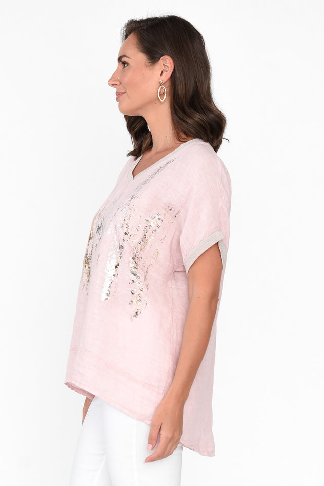 Laramae Blush Foil Linen Tee