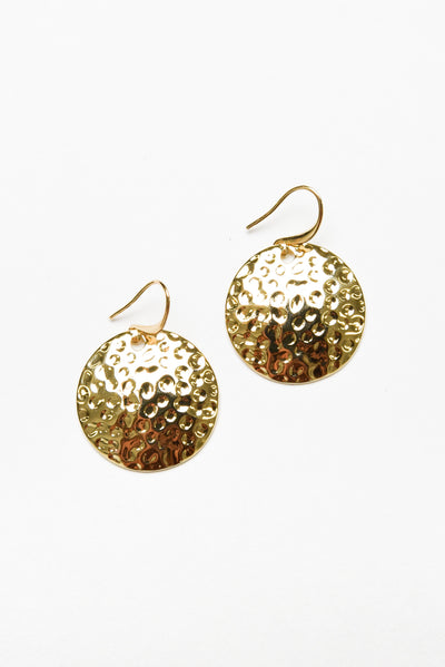 Larson Gold Beaten Disc Earrings