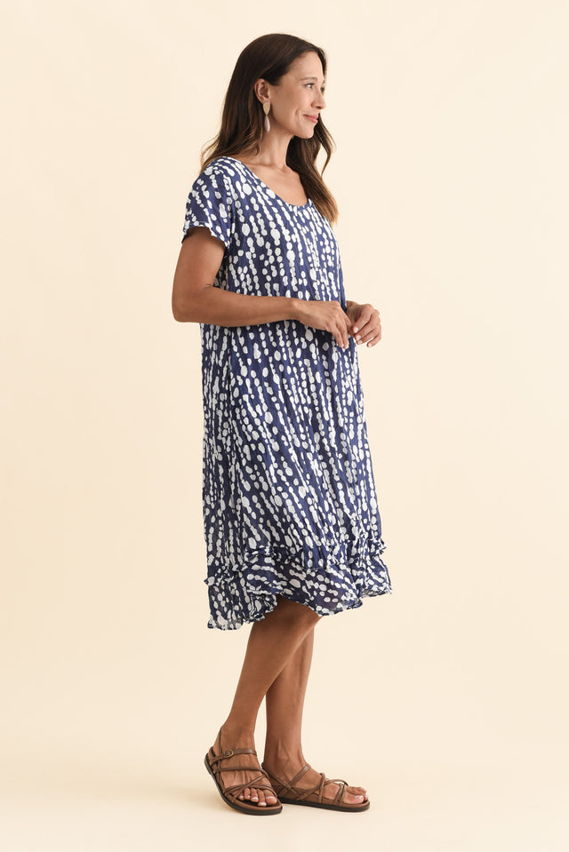 Lauren Navy Speckle Crinkle Cotton Dress,Brunette model,alt text|model:Cara image 5