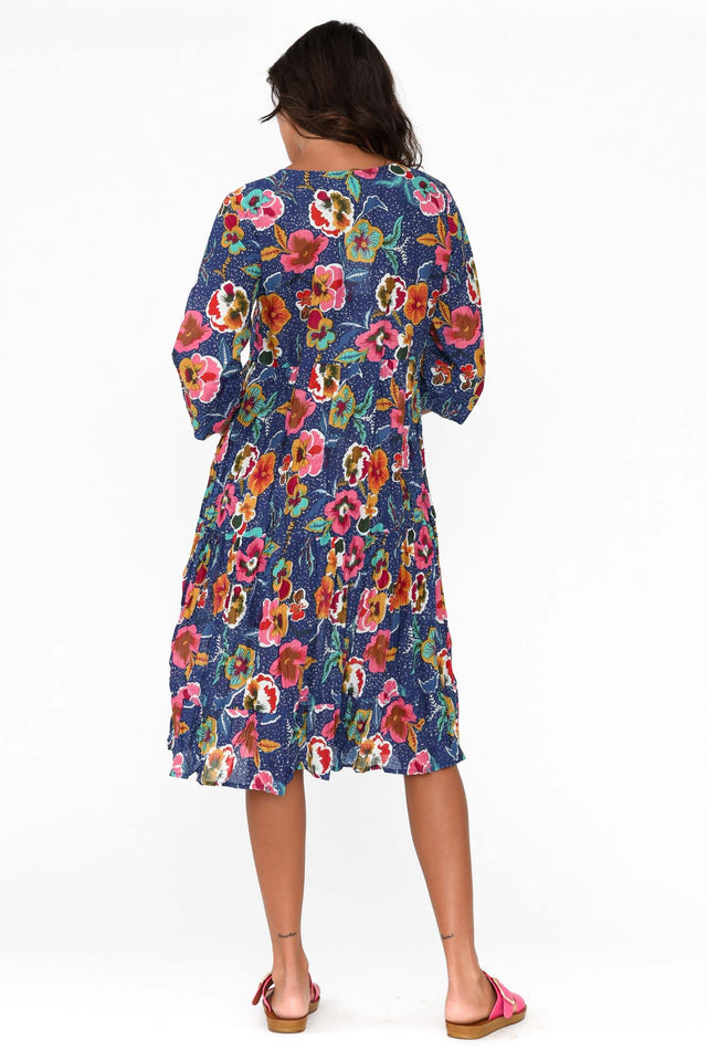 Layla Navy Blossom Crinkle Cotton Dress image 5