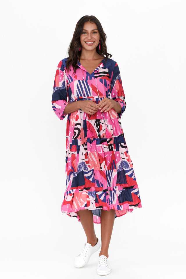 Layla Pink Tropics Crinkle Cotton Dress image 7