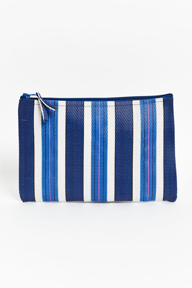 Leeca Navy Stripe Zip Pouch