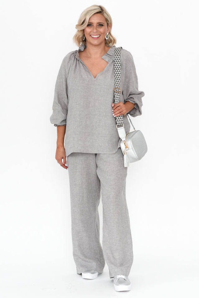 Xandra Grey Linen Pocket Pants image 3