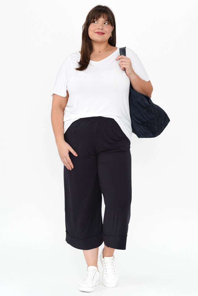 Lena Navy Micro Modal Resort Pants,Brunette model,alt text|model:Gabby image 13