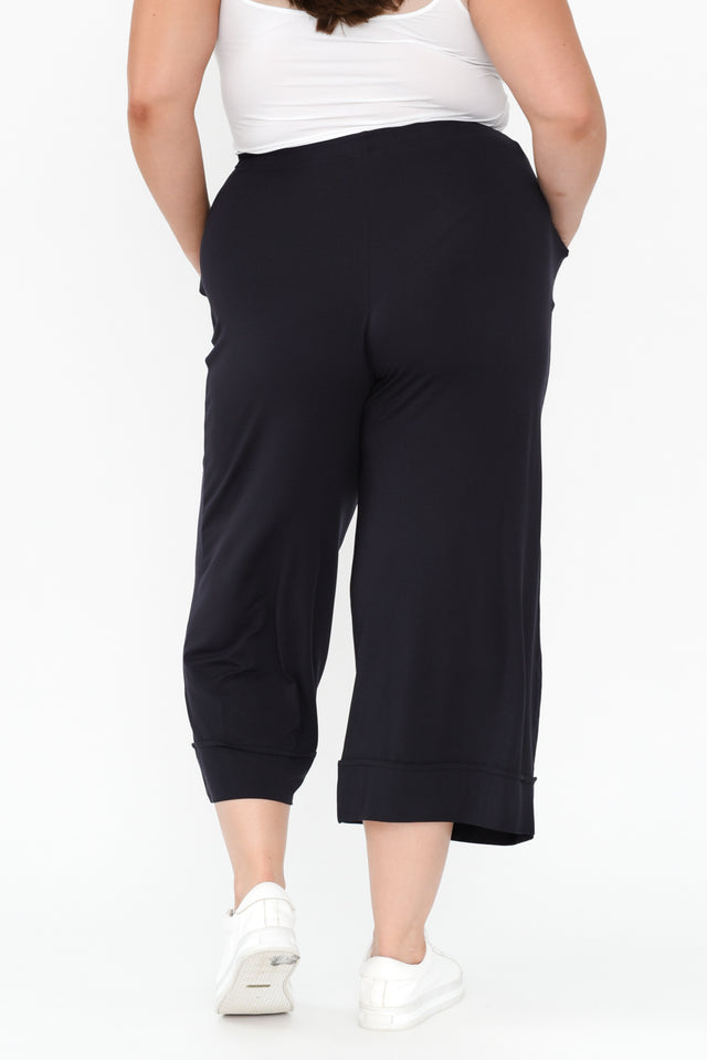 Lena Navy Micro Modal Resort Pants,Brunette model,alt text|model:Gabby image 15