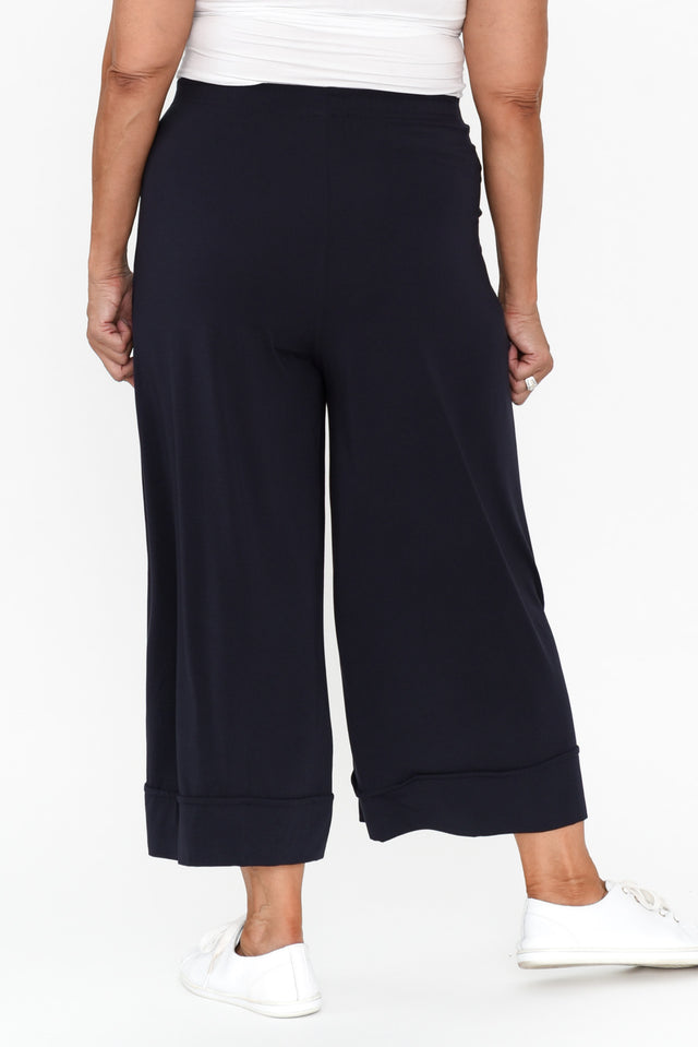 Lena Navy Micro Modal Resort Pants,Brunette model,alt text|model:Pilita image 11
