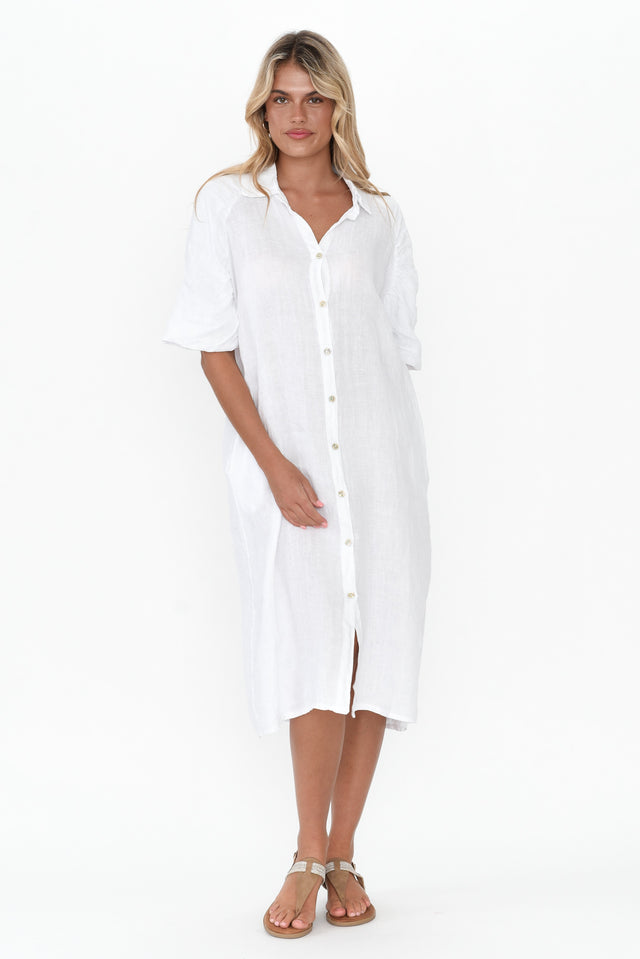 Leon White Linen Shirt Dress image 3