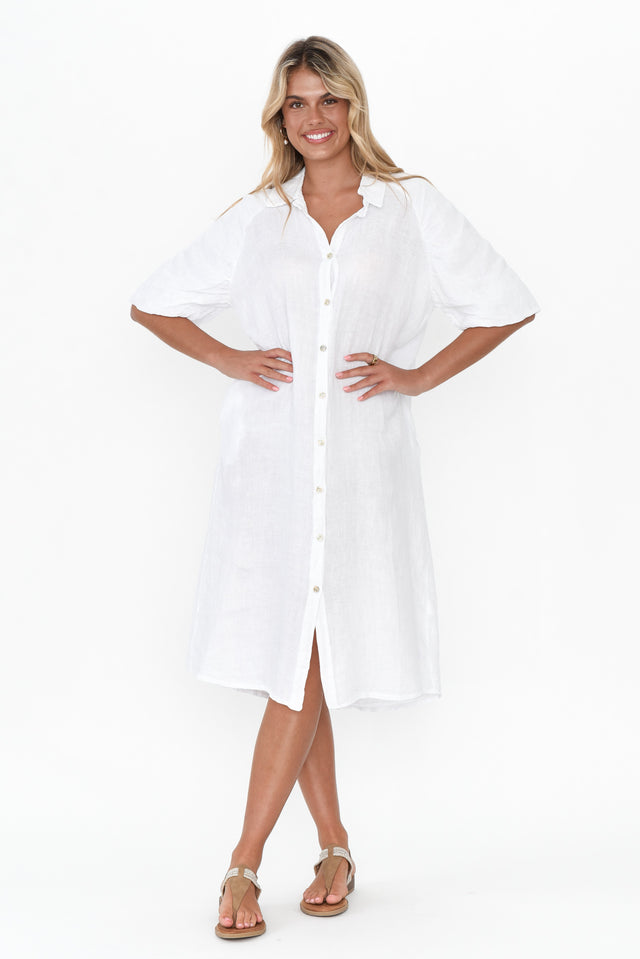 Leon White Linen Shirt Dress image 7