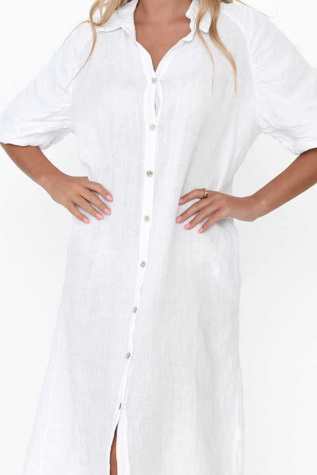 Leon White Linen Shirt Dress image 6