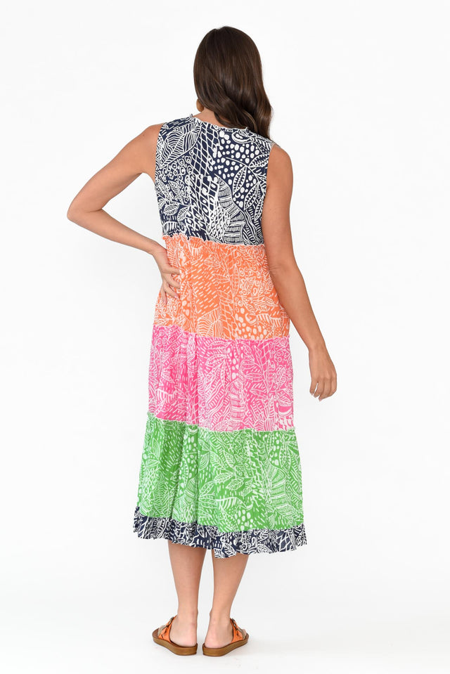 Leros Multi Stripe Organic Cotton Midi Dress