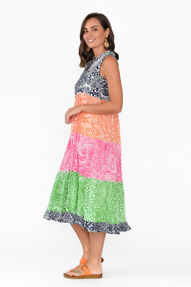 Leros Multi Stripe Organic Cotton Midi Dress