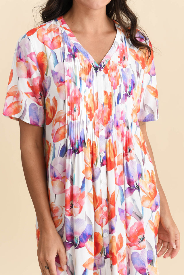 Leticia Orange Flower Midi Dress,Brunette model,alt text|model:Brontie image 6